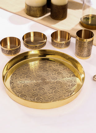 Brass Handcarved Thali Set