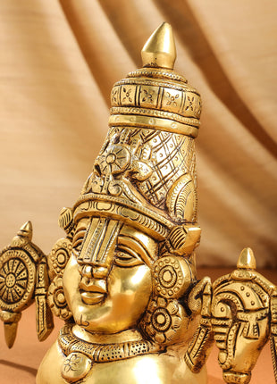 Brass Tirupati Balaji/Venkateshwar Bust (7.5 Inch)