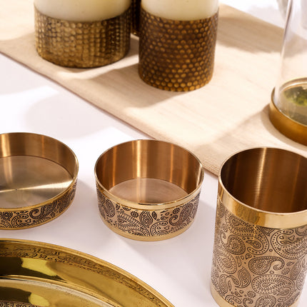 Brass Hand carved Thali/Dinner Set (1.3 Kg)