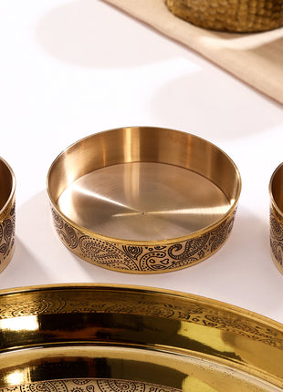 Brass Handcarved Thali Set