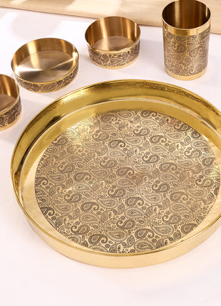 Brass Handcarved Thali Set