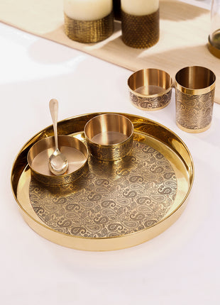 Brass Handcarved Thali Set