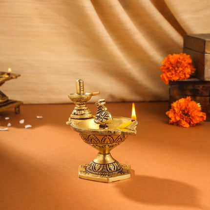 Brass Nandi Shivling Diya (4 Inch)