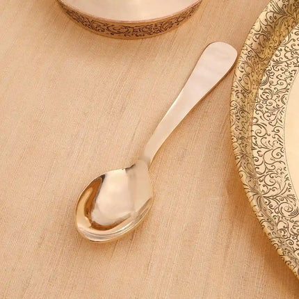 Brass Handcarved Thali/Dinner Set (1.4 Kg)
