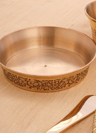 Brass Handcarved Thali/Dinner Set