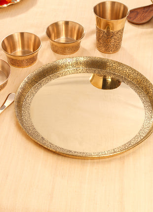 Brass Handcarved Thali/Dinner Set