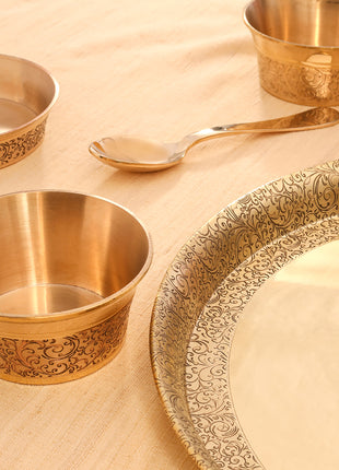 Brass Handcarved Thali Set