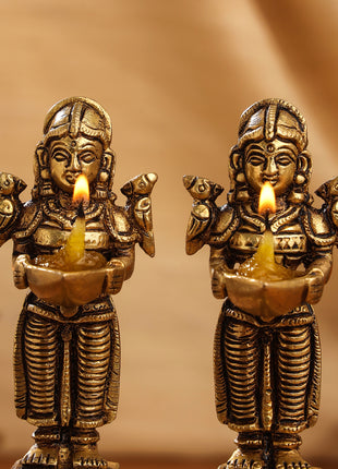 Brass Deep Lakshmi Pair (4.5 Inch)
