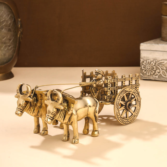 Brass Double Bullock Cart (3 Inch)