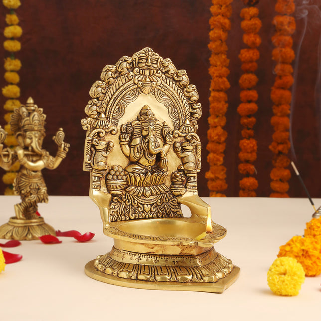 Brass Ganesha Diya/Lamp (10.5 Inch)