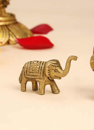 Brass Ganesha Idol With Elephants Combo