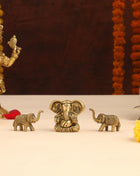 Brass Ganesha Idol With Elephants Combo