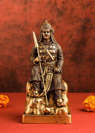 Brass Maharana Pratap Sitting Statue (10.5 Inch)