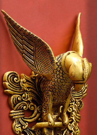 Brass Parrot Wall Hanging With Bell (16 Inch)