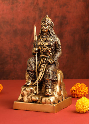 Brass Maharana Pratap Sitting Statue (10.5 Inch)
