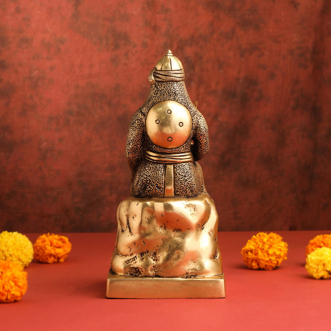 Brass Maharana Pratap Sitting Statue (10.5 Inch)