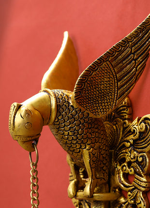 Brass Parrot Wall Hanging With Bell (16 Inch)