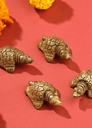 Brass Tortoise Vastu/Feng Shui Set Of Four (0.5 Inch)