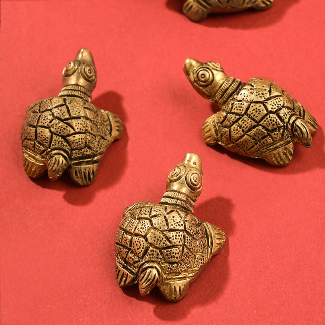 Brass Tortoise Vastu/Feng Shui Set Of Four (0.5 Inch)