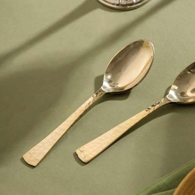 Brass Spoon Pair– Hammered Design (5.5 INCH)