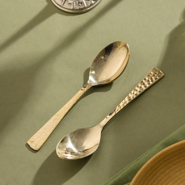 Brass Spoon Pair– Hammered Design (5.5 INCH)