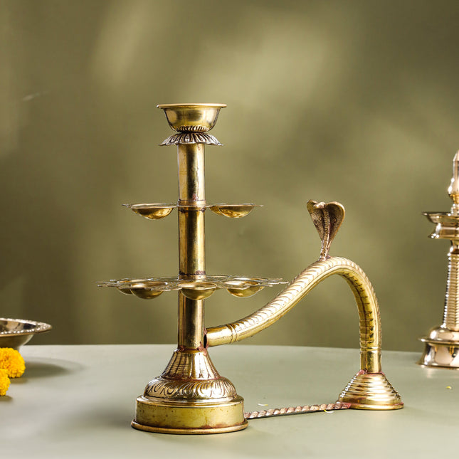 Brass Traditional 11 Petal Ganga Aarti (12.5 Inch)