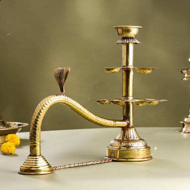 Brass Traditional 11 Petal Ganga Aarti (12.5 Inch)