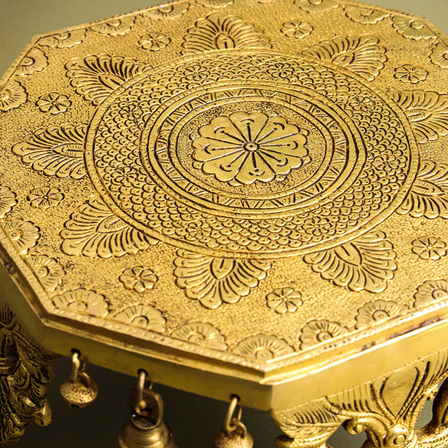 Brass Chowki With Bells (5 Inch)