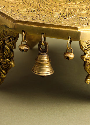 Brass Chowki With Bells (5 Inch)