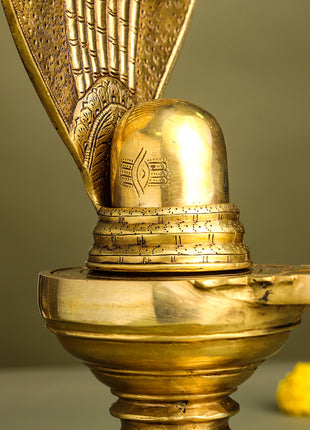 Brass Superfine Shivling/Shivlingam Idol (14 Inch)