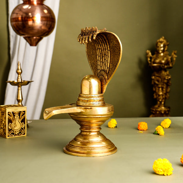 Brass Superfine Shivling/Shivlingam Idol (14 Inch)