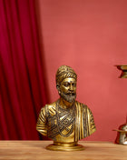 Brass Chatrapati Shivaji Maharaj Bust Sculpture (7.5 Inch)