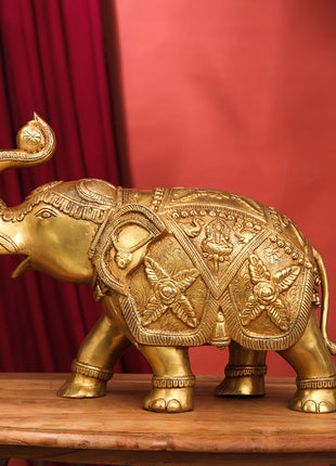 Brass Royal Elephant Statue (13.5 Inch)