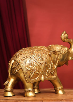 Brass Royal Elephant Statue (13.5 Inch)