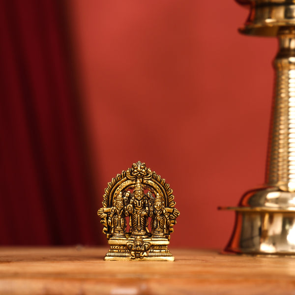Brass Lord Balaji With Sri Devi And Bhudevi With Prabhavali (2.8 Inch)