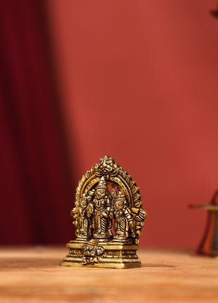 Brass Lord Balaji With Sri Devi And Bhudevi With Prabhavali (2.8 Inch)