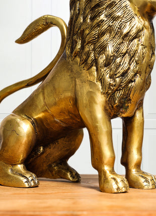 Brass Lion Statue (10.5 Inch)