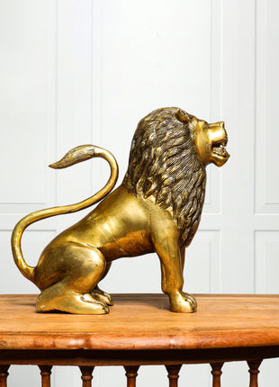 Brass Lion Statue (10.5 Inch)