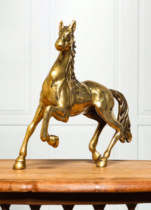 Brass Running Horse Figurine (8.5 Inch)