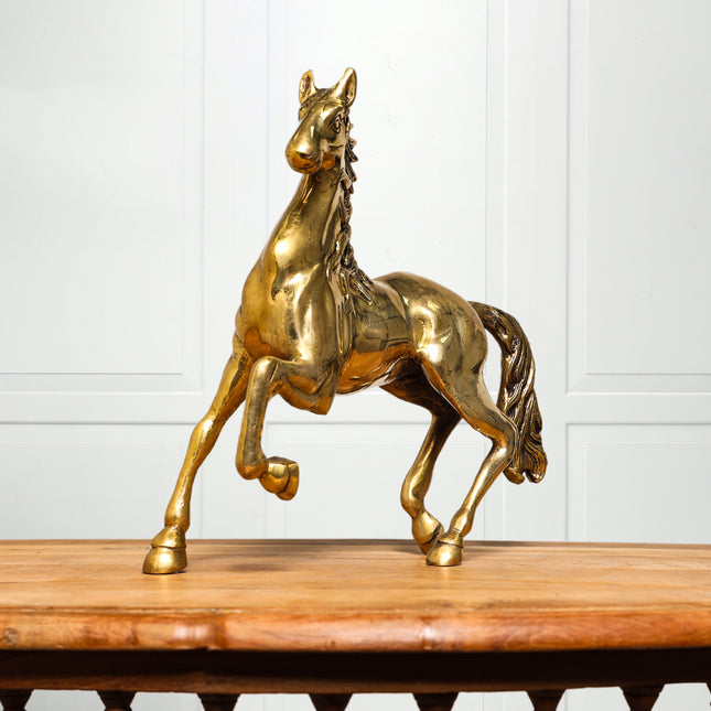 Brass Running Horse Figurine (10.5 Inch)
