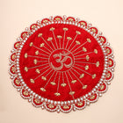 Pearl And Mirror Work Red Velvet God Pooja Asana