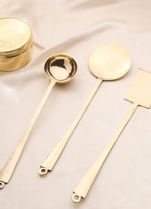 Brass Kitchen Ladles Set Of Three