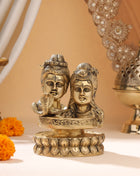 Brass Shiva parvati Head Idol (6.5 Inch)