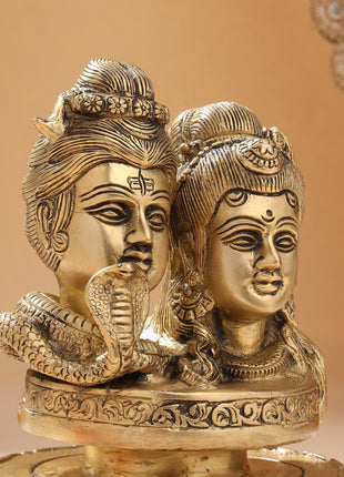 Brass Shiva parvati Head Idol (6.5 Inch)