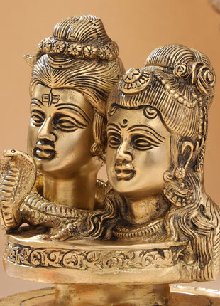 Brass Shiva parvati Head Idol (6.5 Inch)