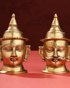 Brass Shiva Parvati Head Set (7 Inch)