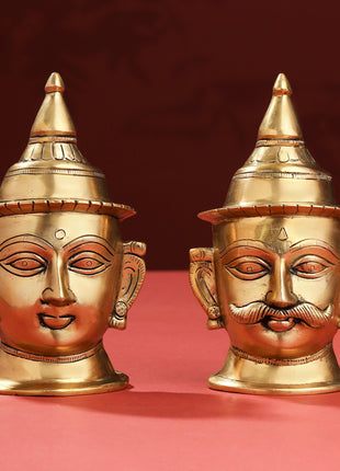 Brass Shiva Parvati Head Set (7 Inch)