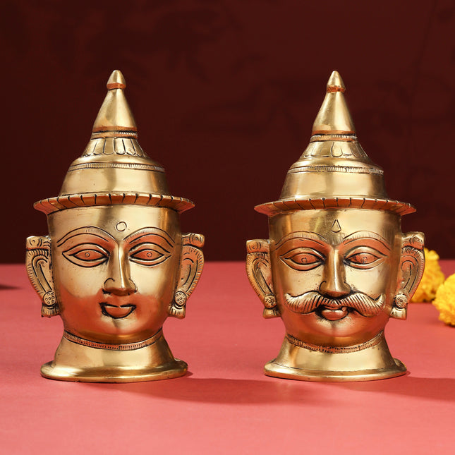 Brass Shiva Parvati Head Set (7 Inch)