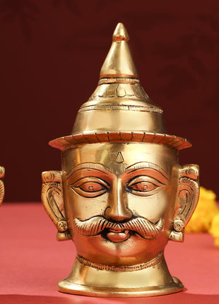 Brass Shiva Parvati Head Set (7 Inch)