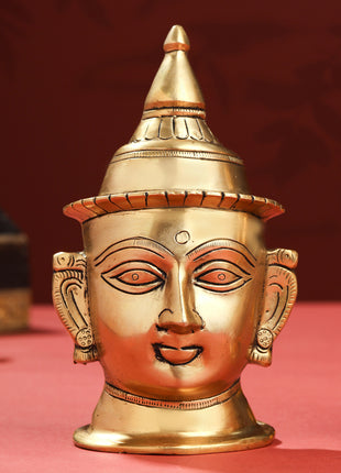 Brass Shiva Parvati Head Set (7 Inch)